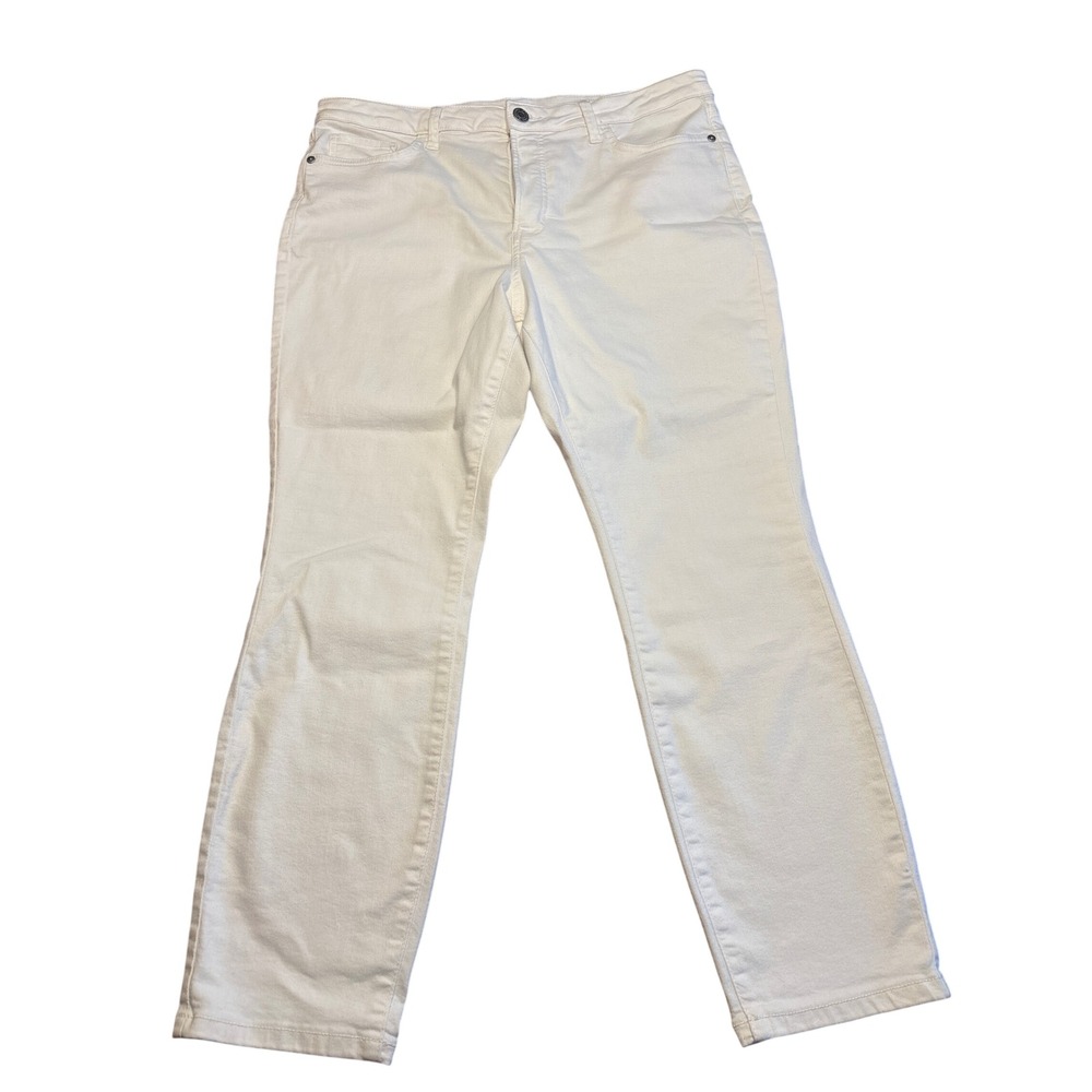 LC Lauren Conrad White High Rise Skinny Ankle Jeans Womens Size 16 Stretch Denim